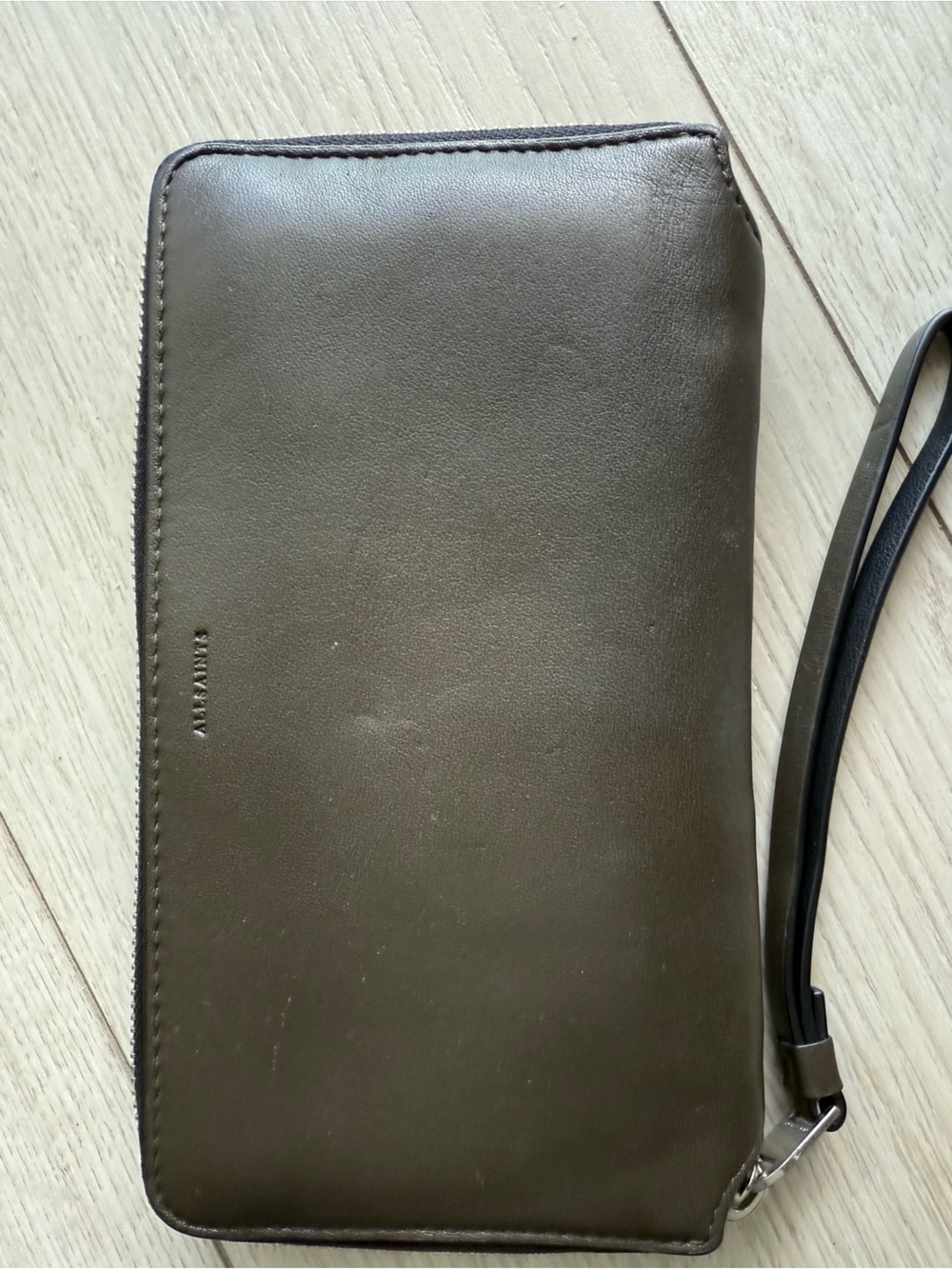 All Saints Leather Wallet in Olive Green
